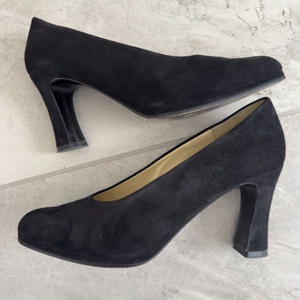 CHARLES JOURDAN Paris Vintage Black Suede Leather Pumps Heels Size 8 8M